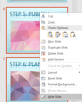 Hide slides from the Slides Pane