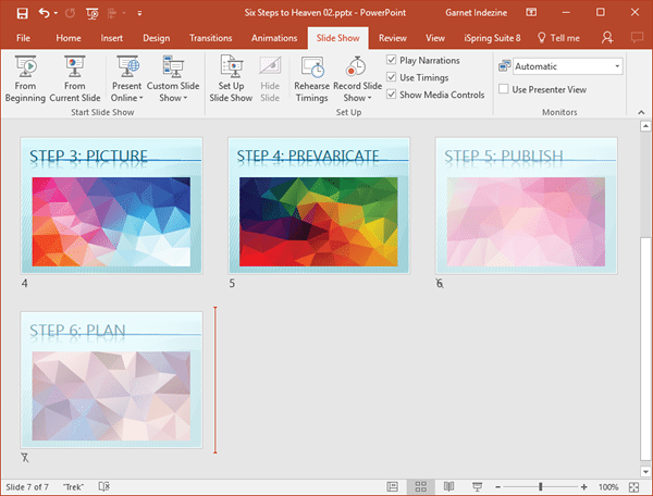 Faded slides indicate their hidden status