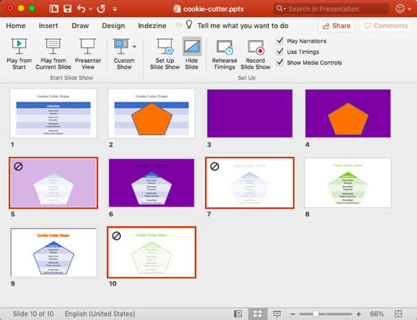 Faded slides indicate their hidden status Faded slides indicate their hidden status