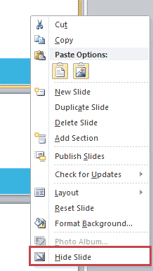 Hide slides from the Slides Pane Hide slides from the Slides Pane