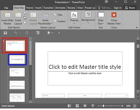 Slide Master selected Slide Master selected