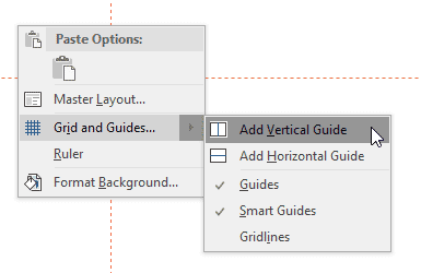 Add Vertical Guide option to be selected Add Vertical Guide option to be selected
