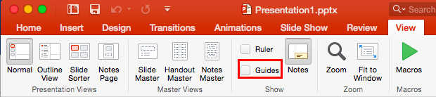 Guides check-box not selected
