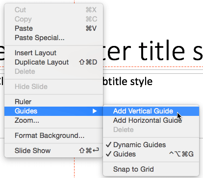 Add Vertical Guide option to be selected