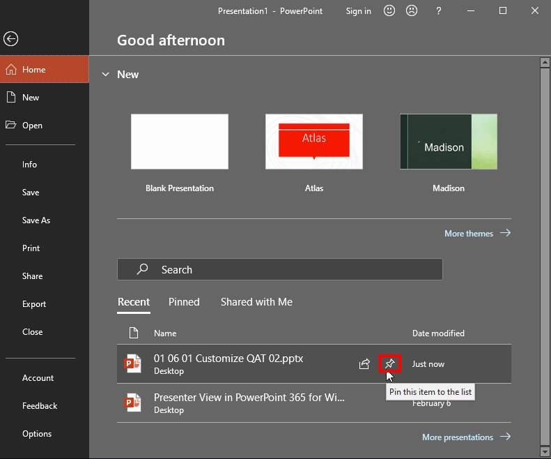 Pin this item to the list