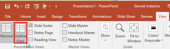 Outline View button Outline View button