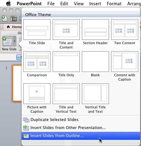 Insert Slides from Outline