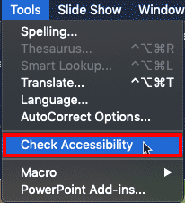 Check Accessibility option Check Accessibility option