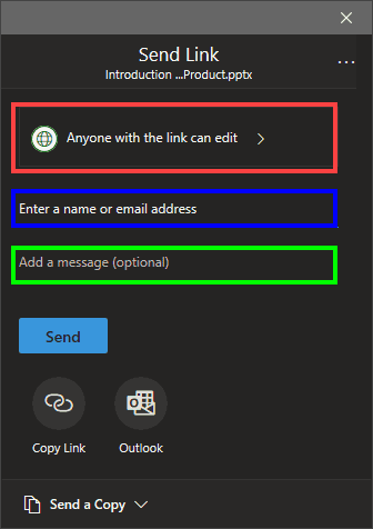 Upload dialog box for files opened from OneDrive