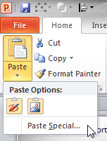Paste Special option Paste Special option