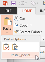 Paste Special option Paste Special option