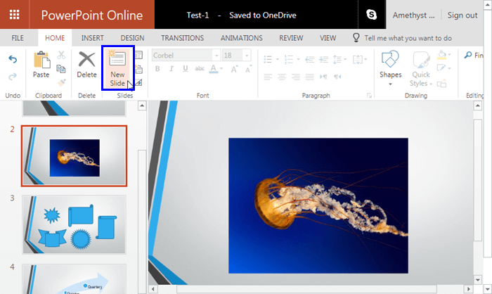 Presentation in PowerPoint Online