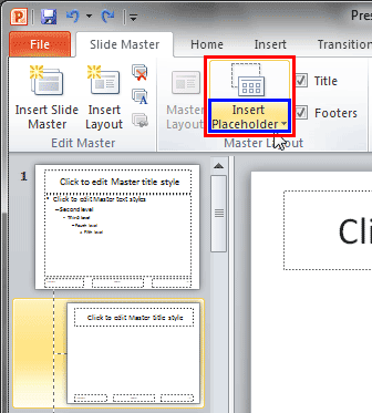 Insert Placeholder button