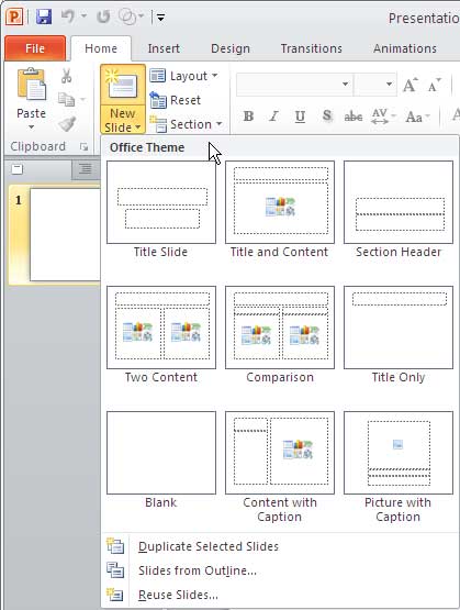 Slide Layout gallery