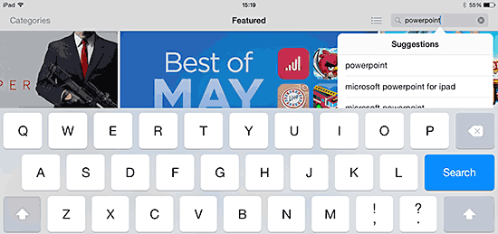 Look for PowerPoint on the App Store Look for PowerPoint on the App Store