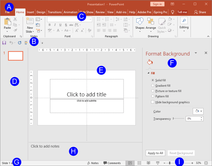 PowerPoint 2019 for Windows interface PowerPoint 2019 for Windows interface