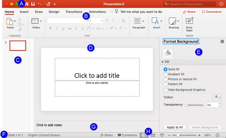 PowerPoint 365 for Mac interface PowerPoint 365 for Mac interface