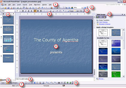 The PowerPoint 2003 interface