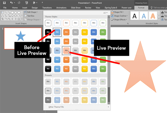 Live Preview of Shape Styles Live Preview of Shape Styles