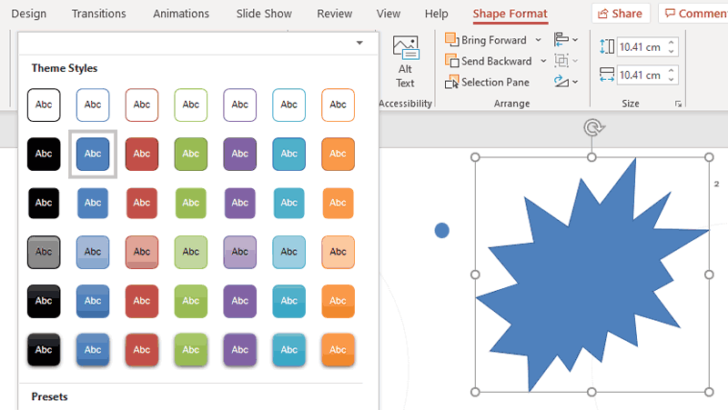 Shape Styles drop-down gallery
