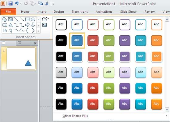 Shape Styles dropdown gallery