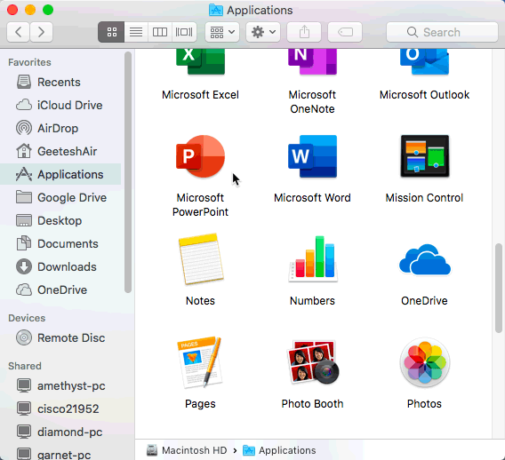 Bring up your Applications folder