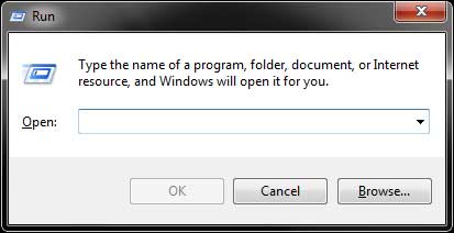 Run dialog box in Windows 7 Run dialog box in Windows 7