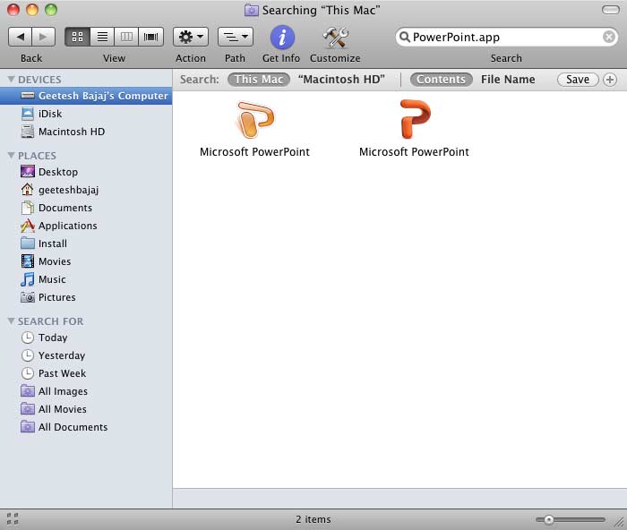 Find PowerPoint in the Finder
