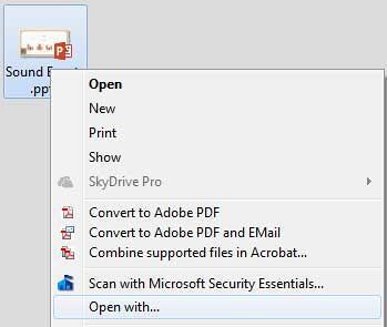 Open with option lets you choose the default PowerPoint version Open with option lets you choose the default PowerPoint version