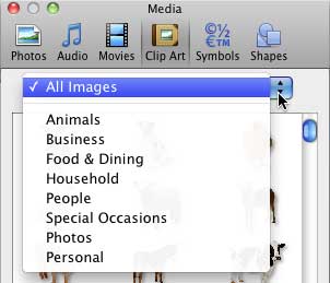 Categories drop-down list
