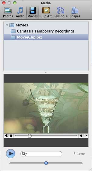 Enlarged movie clip within the Preview Pane