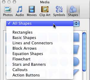Categories drop-down list