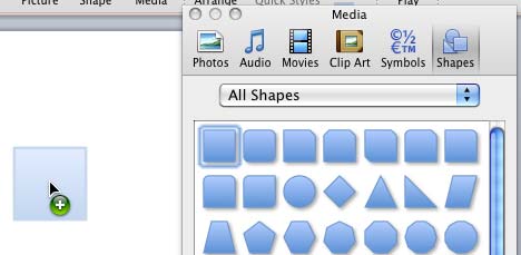 Shape being dragged and inserted into the slide area