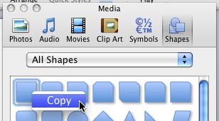 Copy the selected shape