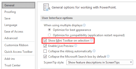 Show Mini Toolbar on selection