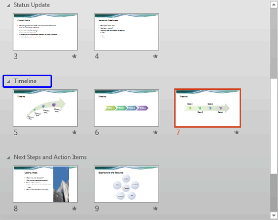 Slide selected within the Slide Sorter view Slide selected within the Slide Sorter view