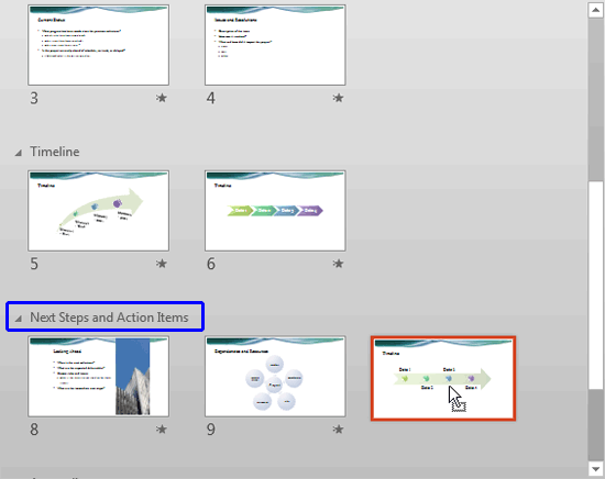 Slide being dragged from one Section to another Slide being dragged from one Section to another