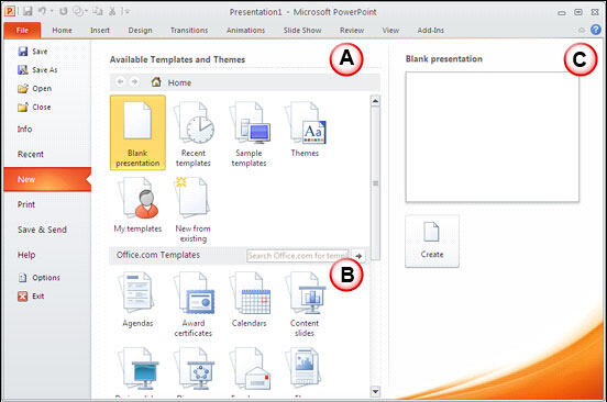 New option selected within Backstage view