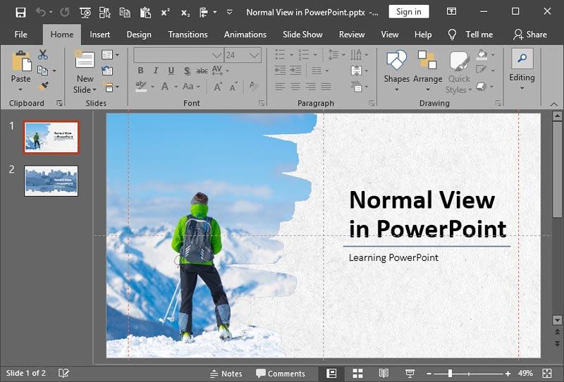 Normal View in PowerPoint 2019 Normal View in PowerPoint 2019