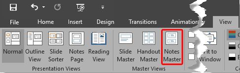 Notes Master button Notes Master button