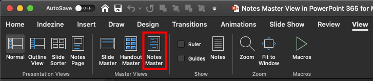 Notes Master button