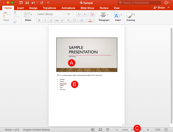 Notes Page view Notes Page view