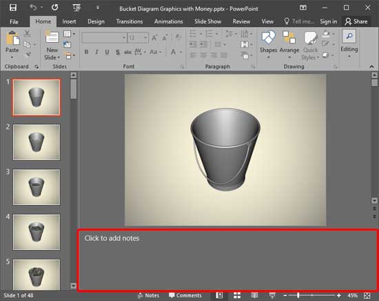 Notes Pane in PowerPoint 2016 Notes Pane in PowerPoint 2016