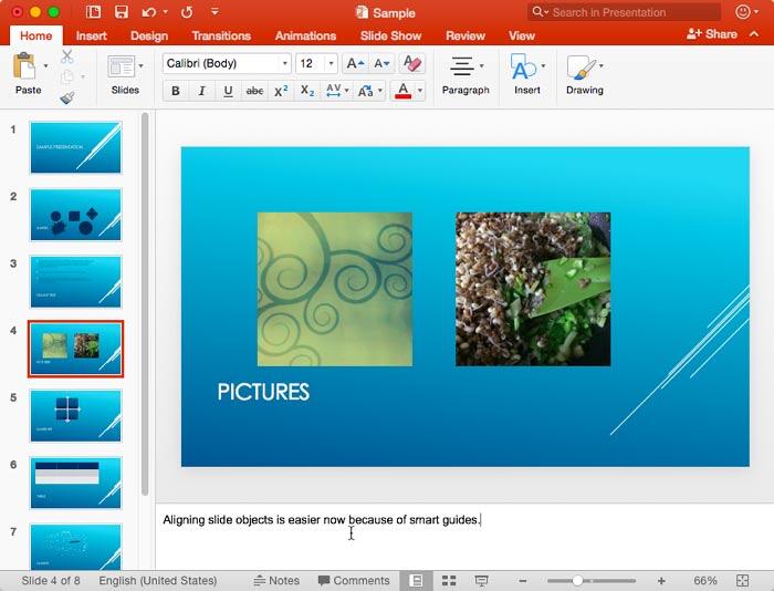 Notes added for the selected slide