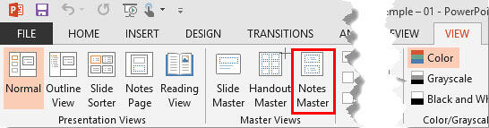 Notes Master button Notes Master button
