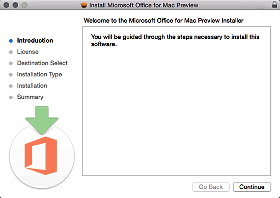Begin installing the Office Preview