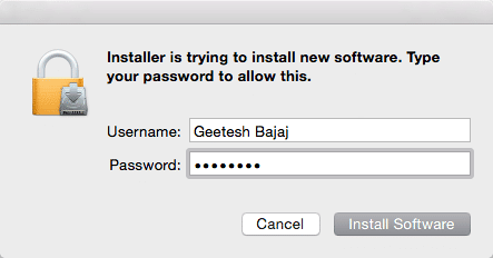 Provide your Mac password Provide your Mac password
