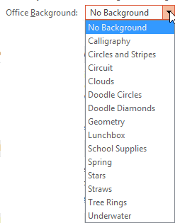 Office Background drop-down list