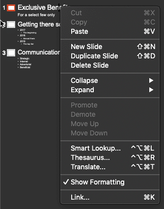 Outline edit options Outline edit options