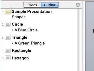 Expanded view of all the slides in the Outline pane